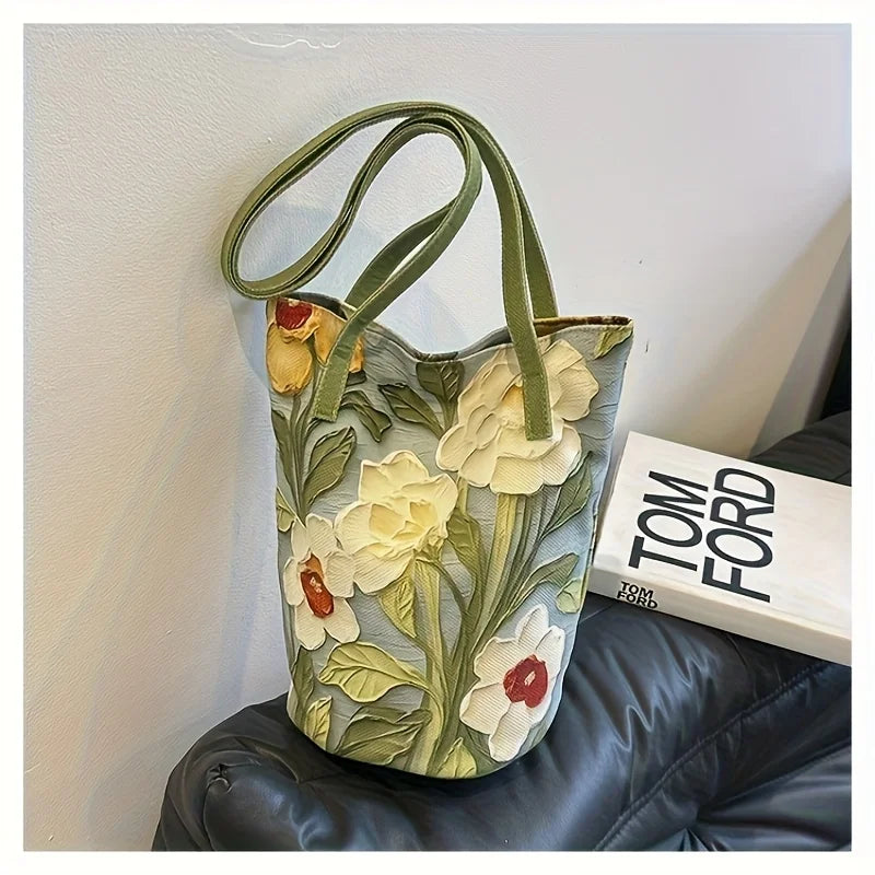 Floral Oxford Bucket Bag