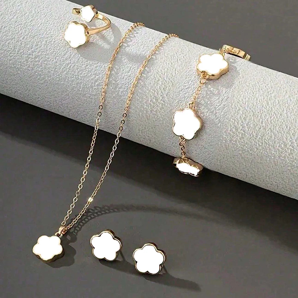 Flower Five-leaf Clover (Bracelet Earrings Necklace )
