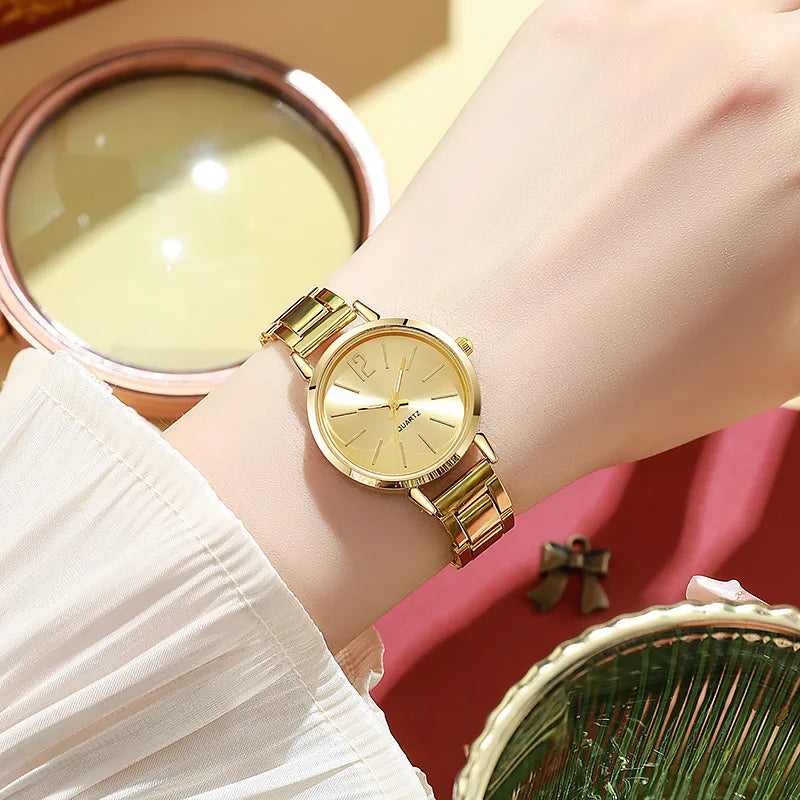 2pcs Set Watch Luxury& Gold Bracelet