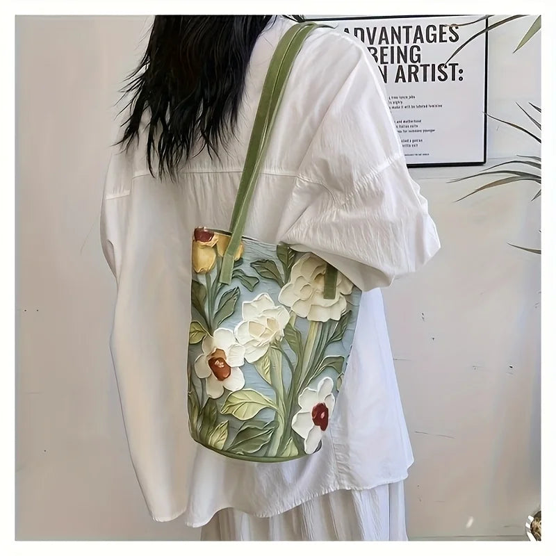 Floral Oxford Bucket Bag