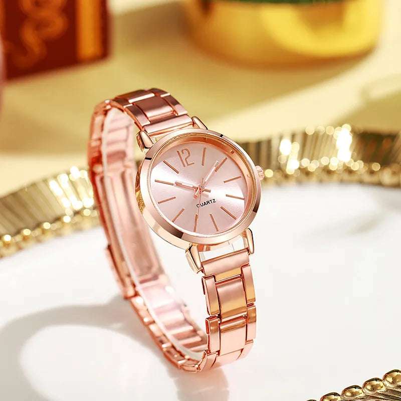 2pcs Set Watch Luxury& Gold Bracelet