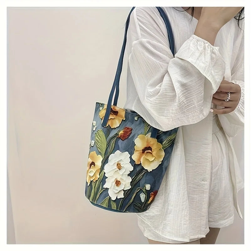 Floral Oxford Bucket Bag
